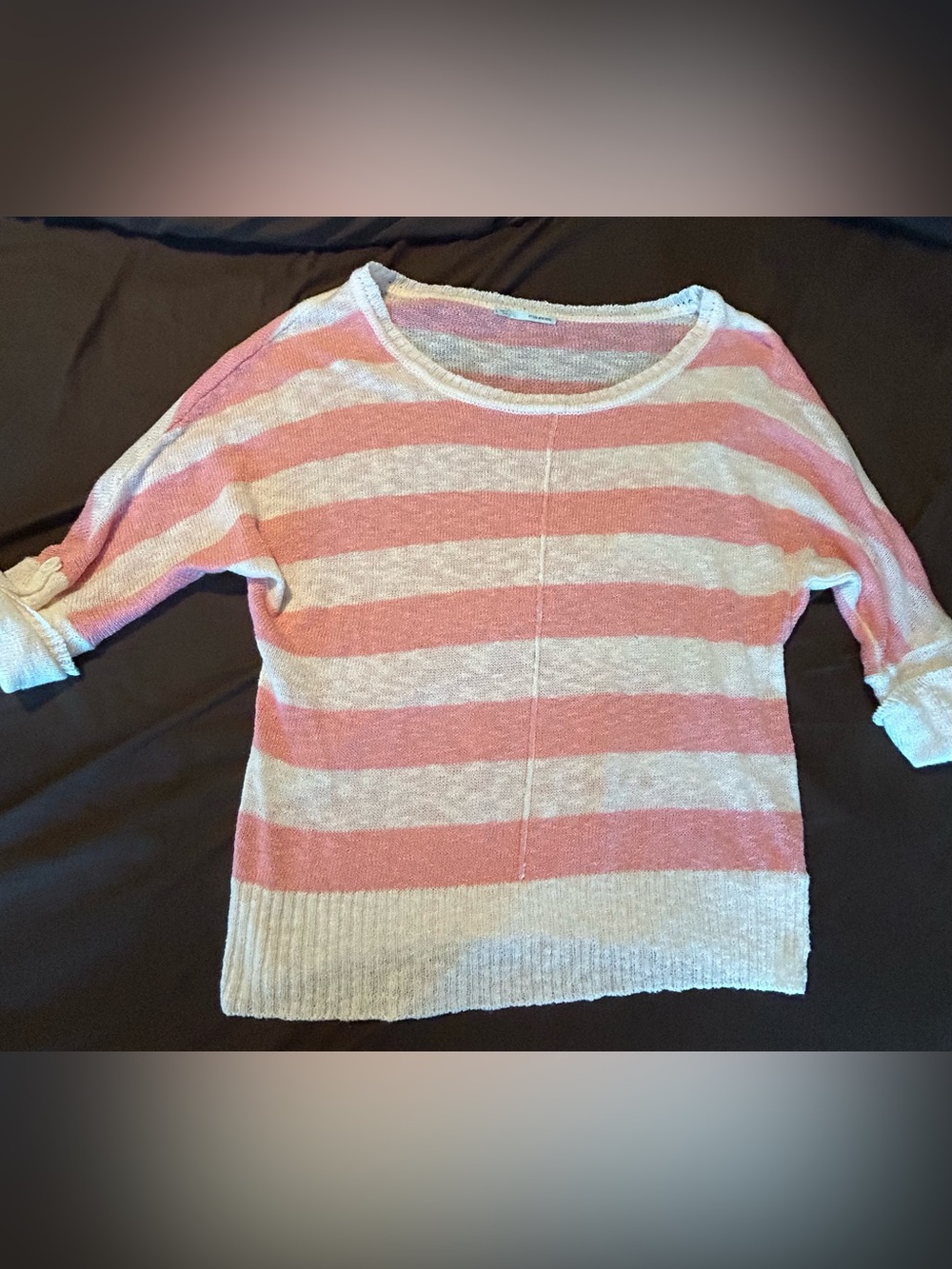 Maurices Pink & Cream Striped Scoop-Neck Sweater